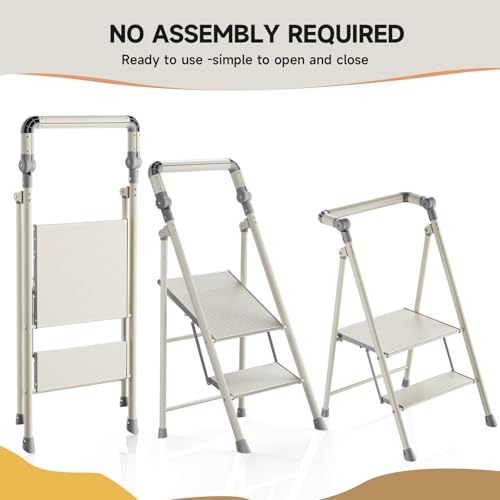 Foldable Toddler Tower, 2-Step Kids Step Stool with Safety Rail, Compact Folding Toddler Standing Stool for Kitchen, Bathroom and Home, Step Ladder for Toddlers and Adults - color: Smoky Gray