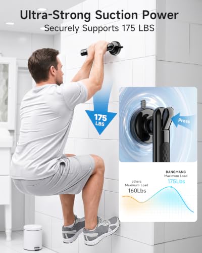 Upgraded Suction Shower Handle with Anti-Slip, Black | 2 Pack Grab Bars for Shower and Bathroom, Heavy Duty Removable Safety Grip Handrails Grab Bars for Bathtubs, No Drilling - color: Black