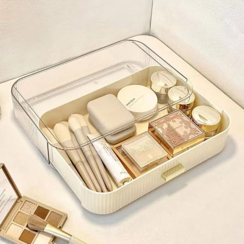 Stackable Makeup Storage Drawers, Bathroom Counter Organizer. | Drawers Can be Stacked, Cosmetic Display Case, Ideal for Make Up, Skincare, Perfume; Suitable for Dresser Top, Vanity - color: Cream, size: Drawer Only