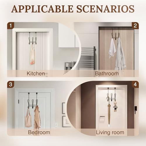 Twisted Design Over The Door Hook Rack, Over The Door Towel Rack, Door Hanger, Door Coat Hanger, Over The Door Coat Rack, for Bathroom, Bedroom or Laundry Room (Black with 6 Hooks) - style: Black with 6 Hooks