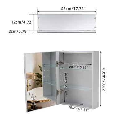 18"x 24"Bathroom Medicine Cabinet,Double-Sided Mirror Door | Silver Aluminium Frame,Lightweight,Sturdy and Attractive,Simple Wall-Mounted,Adjustable Shelves,Tempered Glass - size: 18"x 24"