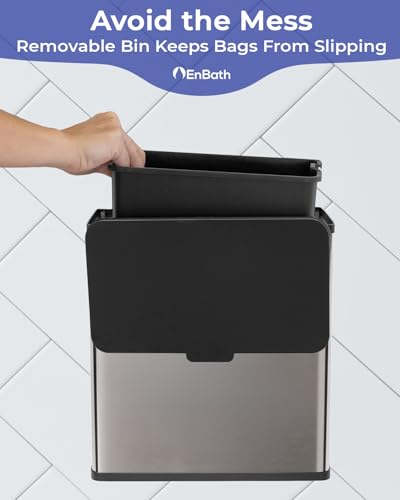 Sanitary Napkin Disposal Receptacle, Tampon Disposal Bin -Wall Mounted Trash Can for Bathroom with Removable Container for Improved Hygiene. Easy Mount to Any Wall/Partition. Includes No-Drill Option