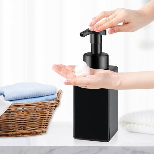 3 Pack Foaming Soap Dispenser Empty Plastic Foam Pump Bottle Refillable Foam Soap Bottle Dispenser for Shampoo Liquid Soap Face Wash (Black, 450ml/15oz) - color: Black, size: 450 ml
