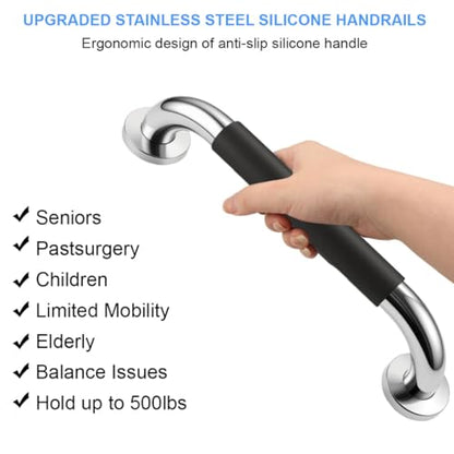 2 Pack Grab Bar Rail Anti-Slip Bathroom Shower Grab Bars for Seniors Elderly Wall 12inch Stainless Steel Safety Handicap Handle Bath Bathtub Toilet Rail