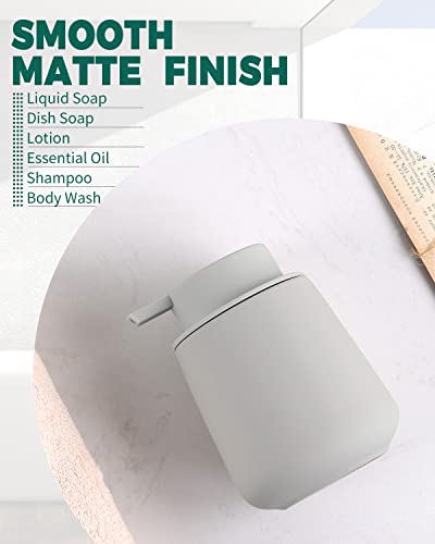 BosilunLife Ceramic Soap Dispenser - Dish Soap Dispenser for Bathroom 12Oz | Refillable Liquid Hand Wash Dispenser for Essential Oil, Lotion Soap, Rubber Paint Light Grey - color: Rubber Light Grey