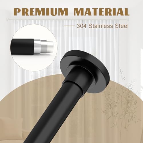 GXOACKJ Black Shower Curtain Rods - 31-68 Inch Spring Tension Shower Rods for Bathroom, Adjustable, No Drilling, No Rust, Stainless Steel - color: Black, size: 31-68