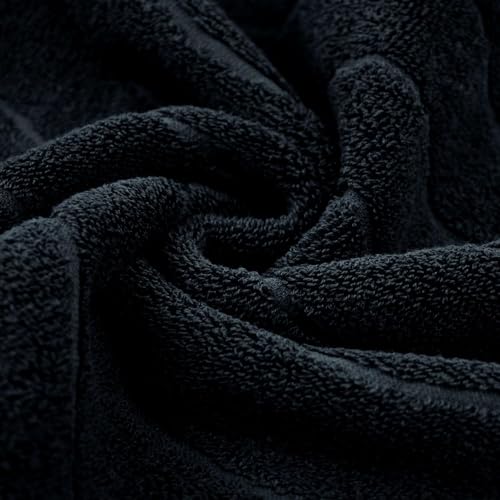 Hand Towels with Wavy Jacquard - Black Face Towels for Bathroom, 2 Piece | Cotton, 13x29 Inches - color: Black