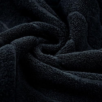 Hand Towels with Wavy Jacquard - Black Face Towels for Bathroom, 2 Piece | Cotton, 13x29 Inches - color: Black