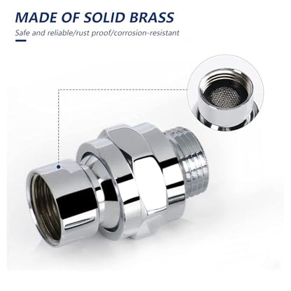 Brass Shower Head Swivel Ball Joint Adapter, Adjustable Shower Arm Connector for Angles Customization, Rustproof Extender Valve Replacement, 1.89-Inch