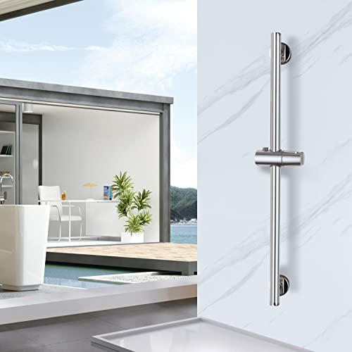 Chrome Shower Slide Bar, Bathroom Shower Slide Bar with Adjustable Handheld Shower Holder, Stainless Steel Slide Slide Bar Wall Mount - color: Chrome