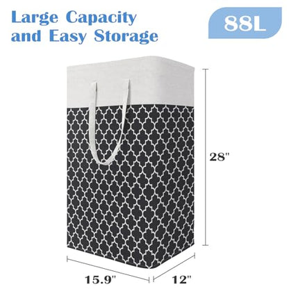 BlissTotes 3-Pack Laundry Basket, Collapsible Laundry Hamper, Black, 88L | Laundry Clothes Hamper, Hampers for Bedroom, Freestanding Hamper with Handles, Clothes Laundry Basket - color: Black, size: 88L