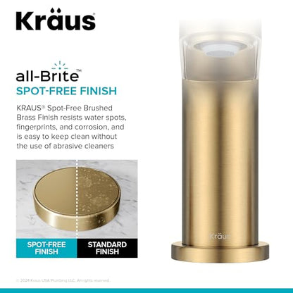 KRAUS Indy Widespread Bathroom Faucet in Spot-Free Brushed Brass with 2 Handles, Pop Up Drain and Supply Lines, FUS-14103SFBB - color: Spot Free Brushed Brass, style: Widespread