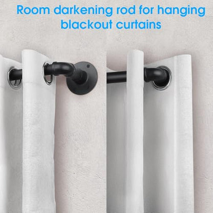 Black Industrial Curtain Rod, 30-168 Inch, Window Treatment Single Rods, High Carbon Steel, Black Finish - color: Black, size: 30-168"