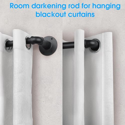 Industrial Curtain Rod, 1 Inch, Black, 30-120" with Brackets, Wall/Ceiling Mount, High Carbon Steel, Glossy Black Steel Finish - color: Black, size: 30-120"