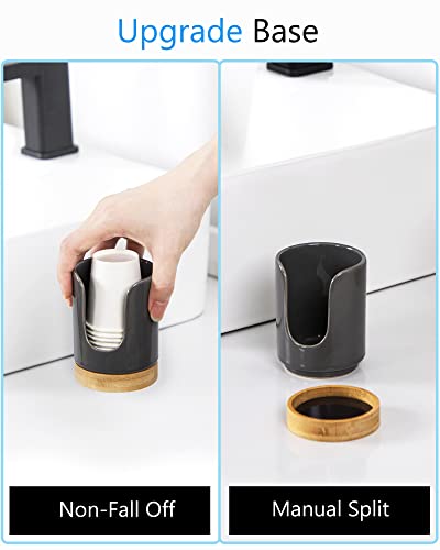 Ceramic Bathroom Cup Holder, 3 oz Dispenser, Grey, 2 Pack | Mouthwash Cups Dispenser for Bathroom, Guest Toiletries, Countertop - color: Grey, size: Set/2