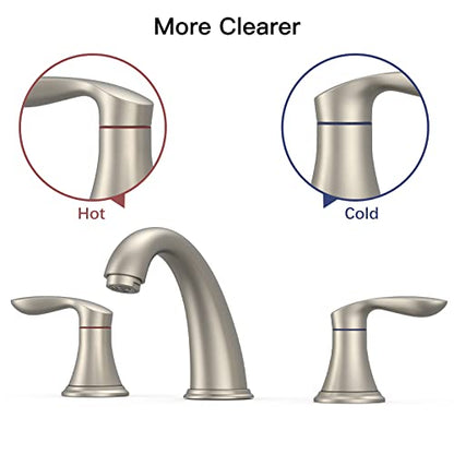 Bathroom Sink Faucet, Faucet for Bathroom Sink, Widespread Brushed Nickel Bathroom Faucet 3 Hole with Plastic Pop Up Drain and cUPC Lead-Free Hose - (Brushed Nickel 2 Packs) - color: Brushed Nickel, size: 8 inch 2 packs