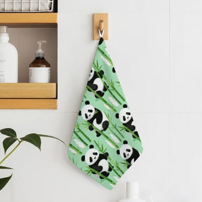 Panda Bamboo, Quick Dry Hand Towel with Hanging Loop for Gym | Absorbent Microfiber Bathroom Towel, Fast Drying Kitchen Towel, Soft Wash Cloth for Pool Bath Shower Fitness Travel, 12 Inch - size: 2PCS