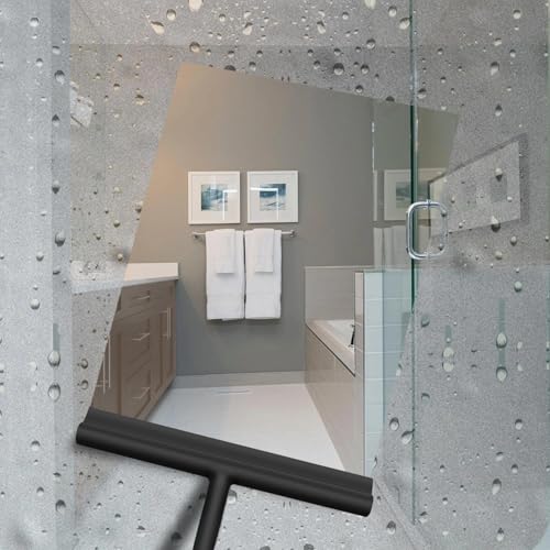 All-Purpose Stainless Steel Shower Squeegee for Bathroom, Kitchen, Shower, Floor Cleaning with Adhesive Hook Sturdy Handle, Professional Cleaners, Window Cleaning for Window Squeegee (White)