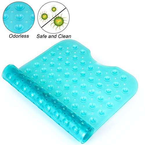 YINENN Bath and Shower Safety Mats 40x16 inch, Non Slip with Suction Cups for Bathroom Stall and Tub Floor, Extra Large and Machine Washable, Drain Holes Keep Bathtub Clean, Green - color: Green