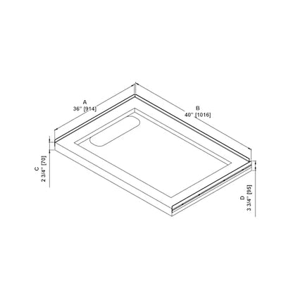 OVE Decors 40x36" Shower Base, White - size: 40 x 36, style: Side Drain