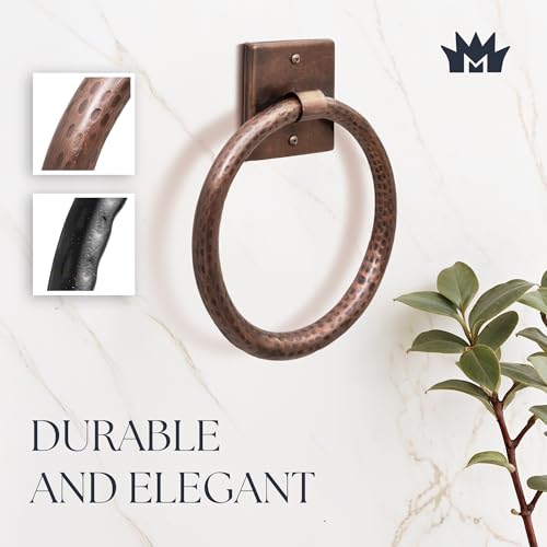 Monarch Abode Bathroom Towel Holder – 7-Inch Round Antique Copper Bathroom Hand Towel Holder for Bathrooms Wall, Metal Hand Hammered Towels Ring Wall Mount, Traditional Surface-Mounted Ring Hanger - color: Pure Copper, style: Traditional