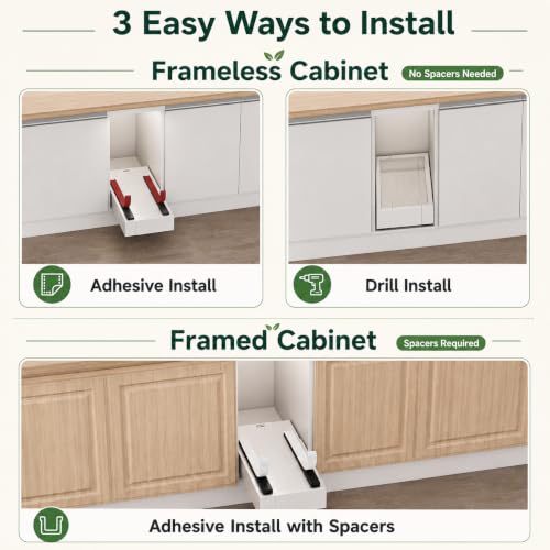 Fokyfok Pull Out Cabinet Organizer,Expandable,No Drill,Heavy Duty,Kitchen | 7"-11"W x 17"-24"D,Narrow,Pull out Drawers,Cabinet Drawers Slide out,Roll out Shelves,Pantry,Bathroom,Adhesive,Adjustable,1PC - size: 7"-11"W X 17"-24"D