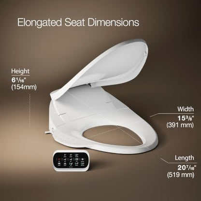 Kohler PureWash E750 Elongated Heated Bidet Toilet Seat, White with Touchscreen Remote Control, Quiet-Close Grip-Tight Lid, Self-Cleaning Wand, Warm Water Bidet, Adjustable Water Pressure, Nightlight - color: White