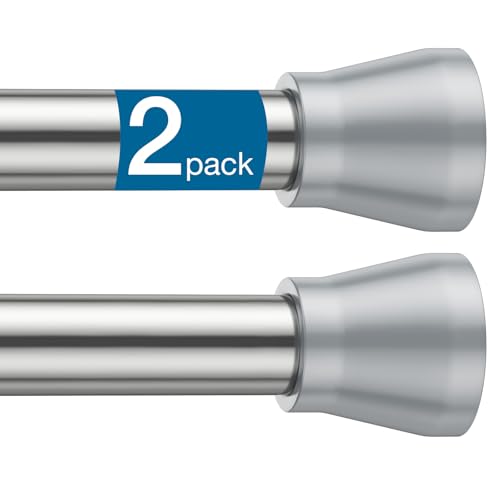 Spring Tension Curtain Rods Shower Curtain Rods 30-64" Silver 2-Pack | No drill, non-slip, rust-resistant. 7/8" diameter. Versatile for windows, doors, bathroom, closet. Easy install. - color: Silver, size: 30" to 64"-2Pcs