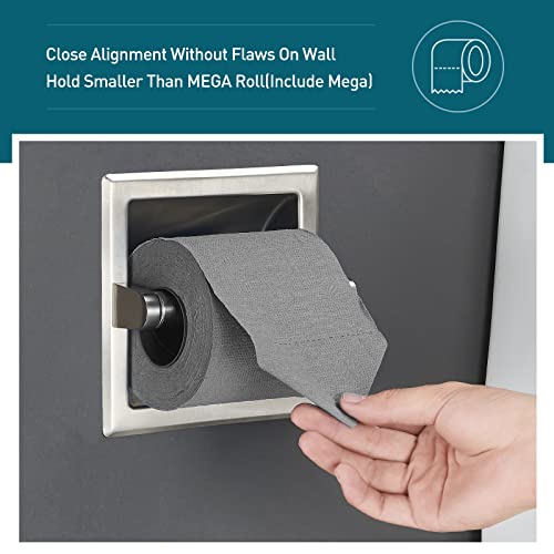 POKIM Recessed Toilet Paper Holder,Stainless Steel in Wall Toilet Paper Roll Holder for Bathroom Insert Design with Mounting Bracket,Commercial Toilet Tissue Dispensers Wall Mount,Brushed Nickel - color: Brushed Nickel, size: Recessed