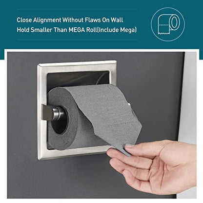 POKIM Recessed Toilet Paper Holder,Stainless Steel in Wall Toilet Paper Roll Holder for Bathroom Insert Design with Mounting Bracket,Commercial Toilet Tissue Dispensers Wall Mount,Brushed Nickel - color: Brushed Nickel, size: Recessed