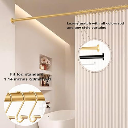 Gracelife Gold Rust Resistant Metal Shower Curtain Rings, Set of 12, T-Bar Hooks for Shower Rod - color: Gold
