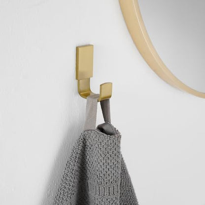 Brass Towel Hook, Bathroom Robe Coat Clothes Hook, Brushed Gold | Wall Mounted with Screws for Bathroom, Kitchen, Hotel, Garage, Laundry, Square Coat and Hat Hooks, Rustproof & High Quality - color: Brushed Gold, size: 1 Pack