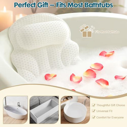 Bath Pillows for Tub – 4D Air Mesh Bathtub Pillow with Head, Neck & Shoulder Support, Larger Size Non-Slip Tub Pillow for Bathtub & Jacuzzi, Bath Tub Pillow with Wash Bag, Gift for Women & Men
