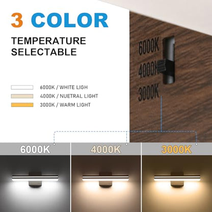 SineRise LED Modern Bathroom Vanity Light Fixtures (16-Inch, 3000K/4000K/6000K, Dimmable), Brown Wood Painted Modern Acrylic Bathroom Wall Lighting Fixtures Over Mirror - color: Brown, size: 16-Inch