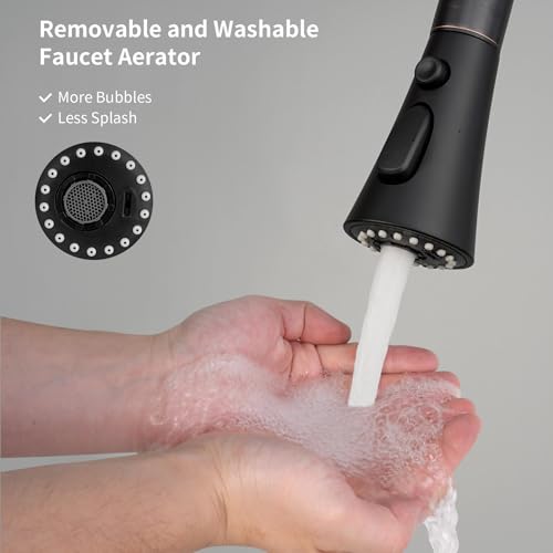 Hibbent Pull Down Kitchen Faucet Head Replacement with 12 Adapters, NSF/ANSI/CAN 61 & CUPC Certified 3-Function Sink Spray Nozzle, Compatible with Moen, Delta, Kohler Faucets, Matte Black - color: Matte Black
