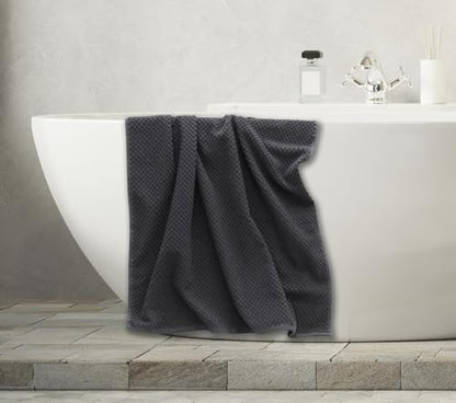 COTTON CRAFT Euro Spa Waffle Weave 6 Piece Towel Set - 100% Cotton - Charcoal - color: Grey, size: 6 Piece Towel Set