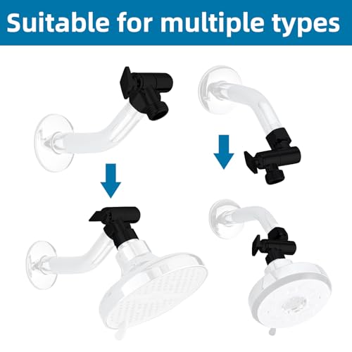 Shower Head Elbow Adapter, 360° Adjustable Stainless Steel Extension Arm, Rust-Resistant Shower Head Connector for Fixed and Rain Shower Heads (Black) - color: Black