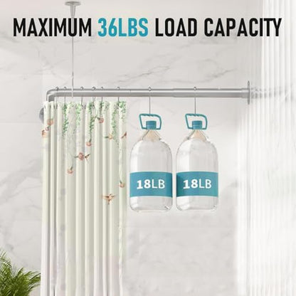 Shower Rod Ceiling Support Bracket 2-Pack – Anti-Sagging 304 Stainless Steel, 60" Adjustable Rust-Resistant, Fits Curved/L/U-Shaped Rods - color: 2 PACK