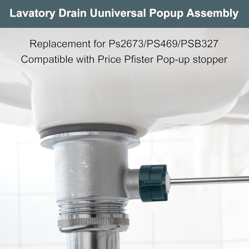 2-Piece Lavatory Pop-Up Drain Assembly Kit – Sink Ball/Pivot Rod Replacement for Bathroom Sink Repair, Fits Other Standard Pop-Up Stoppers (PS2673 Replacement) (2)