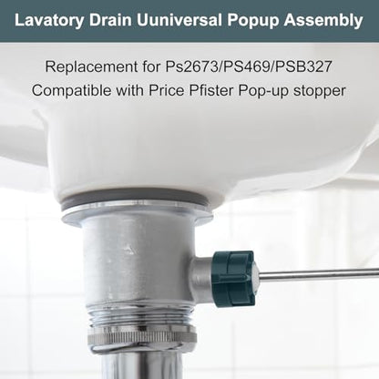 2-Piece Lavatory Pop-Up Drain Assembly Kit – Sink Ball/Pivot Rod Replacement for Bathroom Sink Repair, Fits Other Standard Pop-Up Stoppers (PS2673 Replacement) (2)