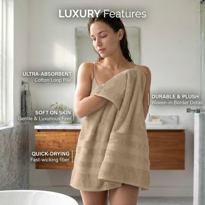 RIVERSIDE Pack of 2 Extra Large Bath Sheets 35 x 70 Inches, 100% Ring Spun Cotton, Hotel Quality, Oversized Bath Towels, Super Soft, Highly Absorbent & Quicker to Dry, Tan - color: Tan, size: Bath Sheets (PK 2)