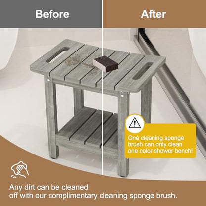 HIPS Shower Benches for Inside Shower, Shower Stool with Space-Efficient Storage Shelf, Waterproof Shower Chair Seat for Spa Bathroom(Light Gray) - color: Light Gray