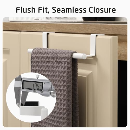 KES Over Cabinet Door Towel Bar Fit 1" Thick, Kitchen Towel Holder, White | Anti-Wobble Stable Fit, Scratchproof, Kitchen Towel Rack for Dish Hand Towels, Cabinet Towel Holder, 2 Pack, KTH500S26-WH-P2 - color: White