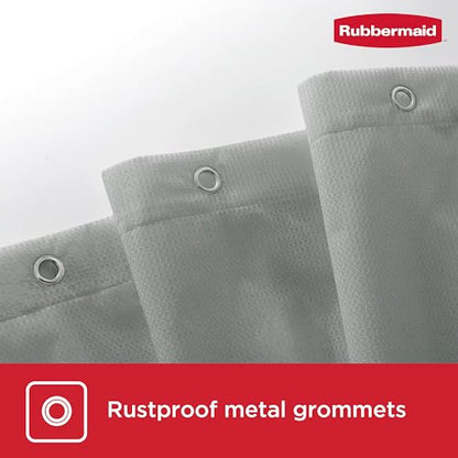 Rubbermaid Grey Shower Curtain Liner: Waterproof Fabric Shower Liner for Bathroom, with 2 Magnets and Rustproof Grommets, 70x72, Standard Size, Gray - color: Grey