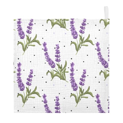 YETTASBIN Lavender Muslin Baby Hand Washcloths, Soft Cotton Bath Face Towel, 4 Layers Extra Absorbent Feeding Burp Cloth for Newborn Infant, 5 Pack - size: 12 Inch x 5 Pack