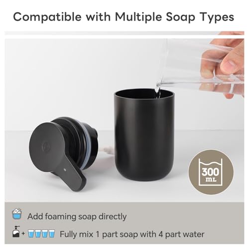 Automatic Foaming Soap Dispenser, Rechargeable Touchless Foam Hand Soap Dispenser for Bathroom, Soap Pump for Kitchen, Water-Resistant, Xmas Gift 10oz, Black - color: Black