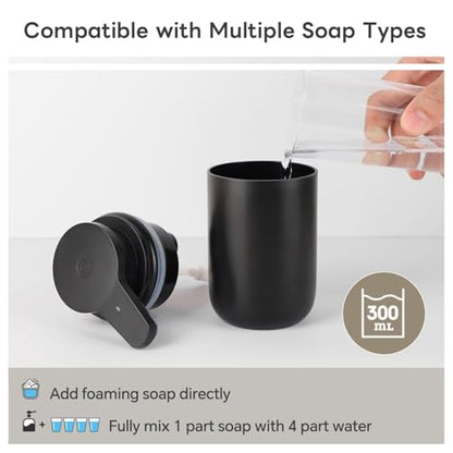 Automatic Foaming Soap Dispenser, Rechargeable Touchless Foam Hand Soap Dispenser for Bathroom, Soap Pump for Kitchen, Water-Resistant, Xmas Gift 10oz, Black - color: Black