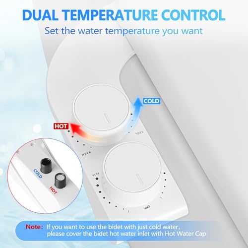 Warm & Cold Water Bidet Attachment for Toilet Seat, Ultra-Slim Non-Electric Toilet Seat Attachment, Rear and Feminine Wash Self-Cleaning