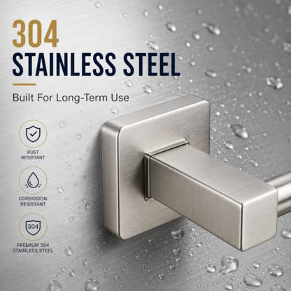 Bathroom Wall Mounted Towel Rack,24 Inch Brushed Nickel Towel Bar with Stainless Rack and Hand Towel Holder, Shower and Bath Towel Racks for Bathroom Wall(Total Length 26-Inch) - color: Brushed Nickel, size: 24In