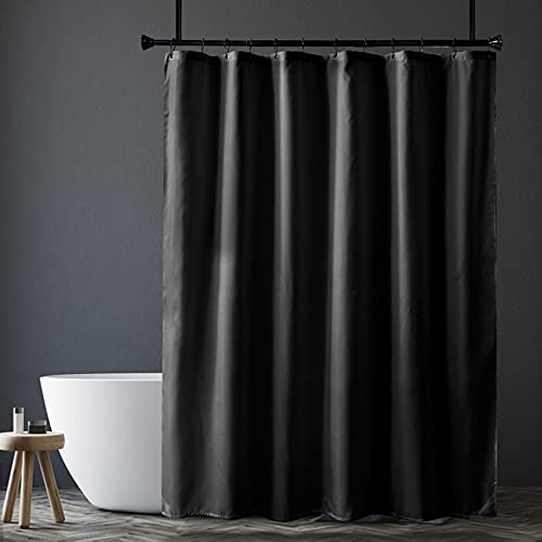 Black Shower Curtain Liner, Black Fabric Shower Liner, 2-in-1 Bathroom Shower Curtain and Liner, 12 Grommet Holes, Water Proof, Machine Washable, Hotel Quality, 72 x 72 Inches - color: Black, size: 72"W x 72"L (Pack of 1)